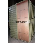 Puerta Corrediza Embutir 70-10 Cedro con  Apliques Aluminio